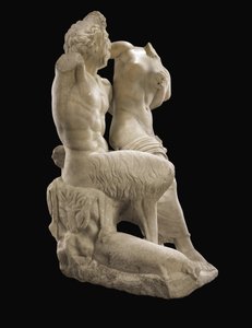 Pan och Hermafrodit, ca 1:a århundradet e.Kr. (marmor) av Roman Roman
