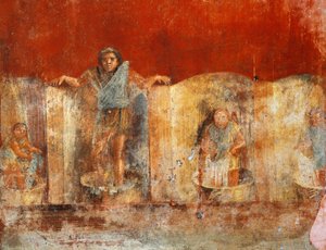 Pelarfresk föreställande ulltillverkning, från Pompei, Fullonica av Veranio Ipseo av Roman Roman