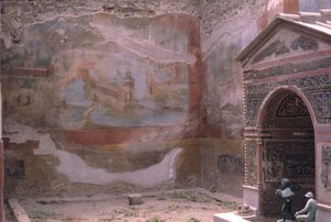 Pompeji, Casa de Diana och amphitrite-fontän och väggmålning, Italien (foto) av Roman Roman