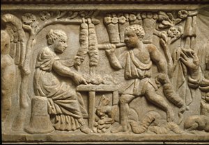 Representation av en tillverkare av kronor (relief) av Roman Roman