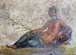Flodgud, fresk från Pompeji, Kampanien, Italien, Romersk civilisation av Roman Roman
