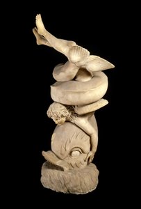 Romersk konst: "" Eros på en delfin "" Skulptur efter ett grekiskt original. Neapel, Arkeologiska museet av Roman Roman