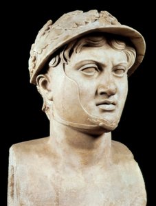 Romersk konst: byst av Pyrrhus 1:a (319-272 f.Kr.) (marmor) av Roman Roman