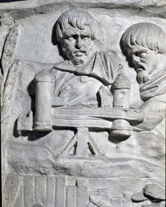 Romersk konst: "" Romerska soldater nära en katapult som användes under det första kriget i Dacia"" Form från 1862 som återger basrelieferna av kolonn Trajanus (kolonn Trajanus) (Colonna Traiana) i Rom byggd under kejsar Trajanus regeringstid ( 53-117). Tr av Roman Roman