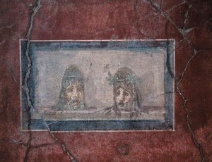 Två teatraliska masker, 1:a århundradet f.Kr.-79 e.Kr av Roman Roman