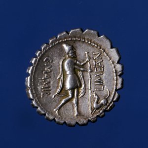 Ulysses igenkänd av sin hund Argo. Romerskt silvermynt, 83 f.Kr. av Roman Roman
