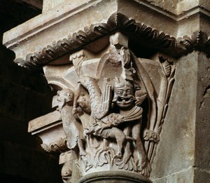 Bortförandet av Ganymedes (huggen huvudstad) av Romanesque