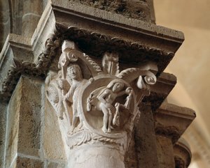 Vågen (ristad huvudstad) av Romanesque