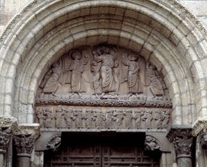 Ascension, södra portalen av basilikan (skulptur) av Romanesque