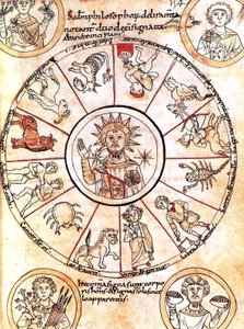 Solen omgiven av zodiakens tecken av Romanesque
