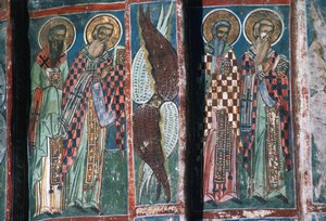 Detalj av målning, södra absiden av kyrkan av Romanian School