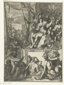 Allegorisk representation av (sjö)handel Samling av historiska och allegoriska tryck. 11 stycken av Romeyn de Hooghe