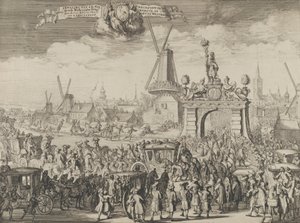 William III:s intåg i Haag Inhaling van S.K. Maj aende Westeynder brug dörr ..., 1691. av Romeyn de Hooghe