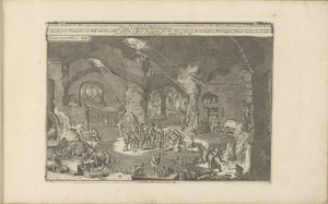 Grotten på Malta Onderaerse Gront op Malta / Underjordiska platser på Malta (titel på objekt) Öst- och Västindien och andra platser (serietitel) av Romeyn de Hooghe