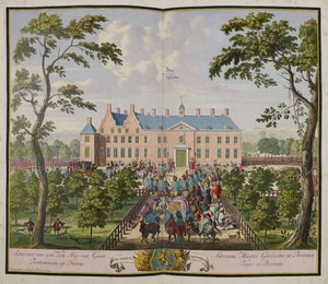 Hans Majestät Konungen vid Hof te Dieren av Romeyn de Hooghe