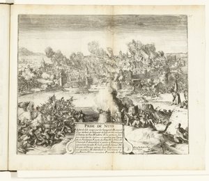 Intagande och plundring av Neuss, 1586 Prize de Nuys (titel på objekt) Guerres de Flandres (serietitel) av Romeyn de Hooghe