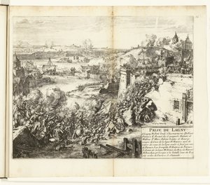 Inname van Lagny, 1589-1590 Capture of Lagny (titel på objekt) Wars of Flanders (serietitel) av Romeyn de Hooghe