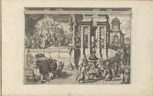 Mottagen ceremoni av Chinezen Kinesiska Gasteryen en Pracht / Kinesernas högtider och storslagenhet (titel på objekt) Öst- och Västindien och andra platser (serietitel) av Romeyn de Hooghe