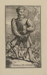 Thomas Muntzer (Munzer) (ca 1489-1525), ambulerande präst och religiös ledare för bondekriget i Tyskland - Barock: Porträtt av Thomas Muentzer av Hooghe, Romeyn de (1645-1708)