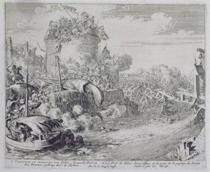 Vienna Print Cycle, erövrar Tabor Island i utkanten av Leopoldstadt, 1683 av Romeyn de Hooghe