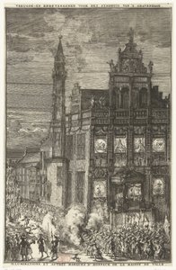 Glädjetecken framför stadshuset, 1691 av Romeyn de Hooghe