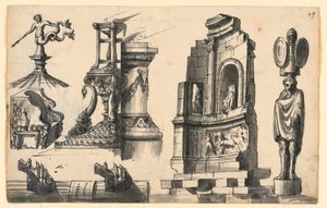 Arkitektoniska detaljer i klassisk och pseudo-klassisk stil av Romolo Achille Liverani