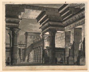 Scendesign, egyptiska byggnader av Romolo Achille Liverani