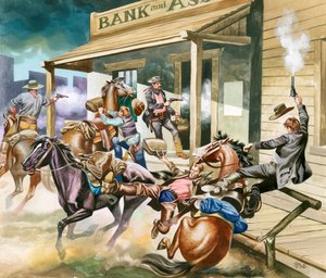 Bankrån som utspelar sig i vilda västern. av Ron Embleton