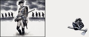 Brittisk soldat vid tiden för det amerikanska frihetskriget (gouache på papper) av Ron Embleton