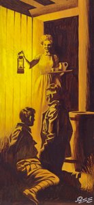 Edith Cavell gömmer allierade soldater (gouache på papper) av Ron Embleton