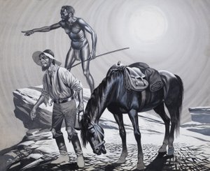 Edward Eyre (1815-1901) (gouache på papper) av Ron Embleton