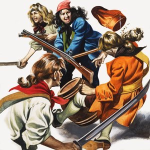 Kvinnliga pirater (gouache på papper) av Ron Embleton