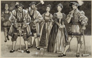 Frans I (1494-1547) spelar krocket (gouache på papper) av Ron Embleton