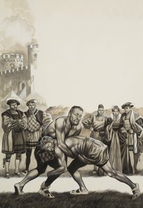 Frans I (1494-1547) av Frankrike mot Henrik VIII (1491-1547) av England (gouache på papper) av Ron Embleton