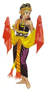 Mata Hari dansar (gouache på papper)