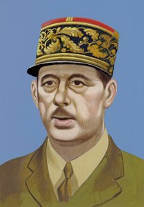 Porträtt av Charles De Gaulle (gouache på papper) av Ron Embleton