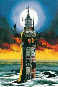 Den första Eddystone-fyren (litografi)