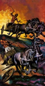 De olympiska spelens magi: Gudarnas krig (färglitografi) av Ron Embleton