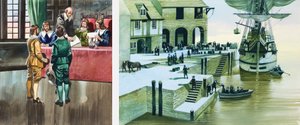 Pilgrimsfäderna vid Southampton Docks av Ron Embleton