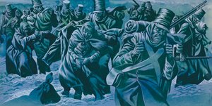 The Retreat to Corunna (gouache på papper) av Ron Embleton