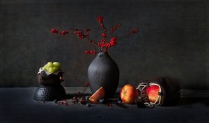 Stämningsfullt fruktstilleben