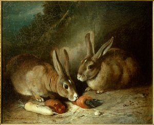 Kaniner. Målning av Rosa Bonheur (1822-1899)