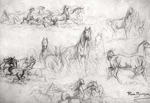 Studie av hästar av Rosa Bonheur