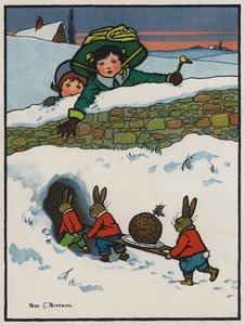 Kaninernas julmiddag (litho i färg)