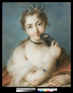 Porträtt av en kvinna med mask, ca 1720-30