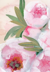 Akvarellmålade pionblommor av Rosana Laiz Blursbyai