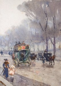 Park Lane med Omnibus (akvarell) av Rose Maynard Barton