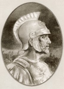 Ashoka, död 232 f.Kr., alias Ashoka den store. Indiska kejsaren under Mauryadynastin. Illustration av Gordon Ross, amerikansk konstnär och illustratör (1873-1946), från Living Biographies of Famous Rulers.