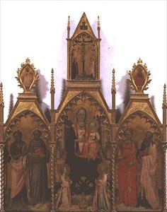 Madonna och barn tronade med Saints (tempera på panelen)