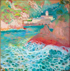 San Fruttuoso från havet, ca 1909 av Rubaldo Merello